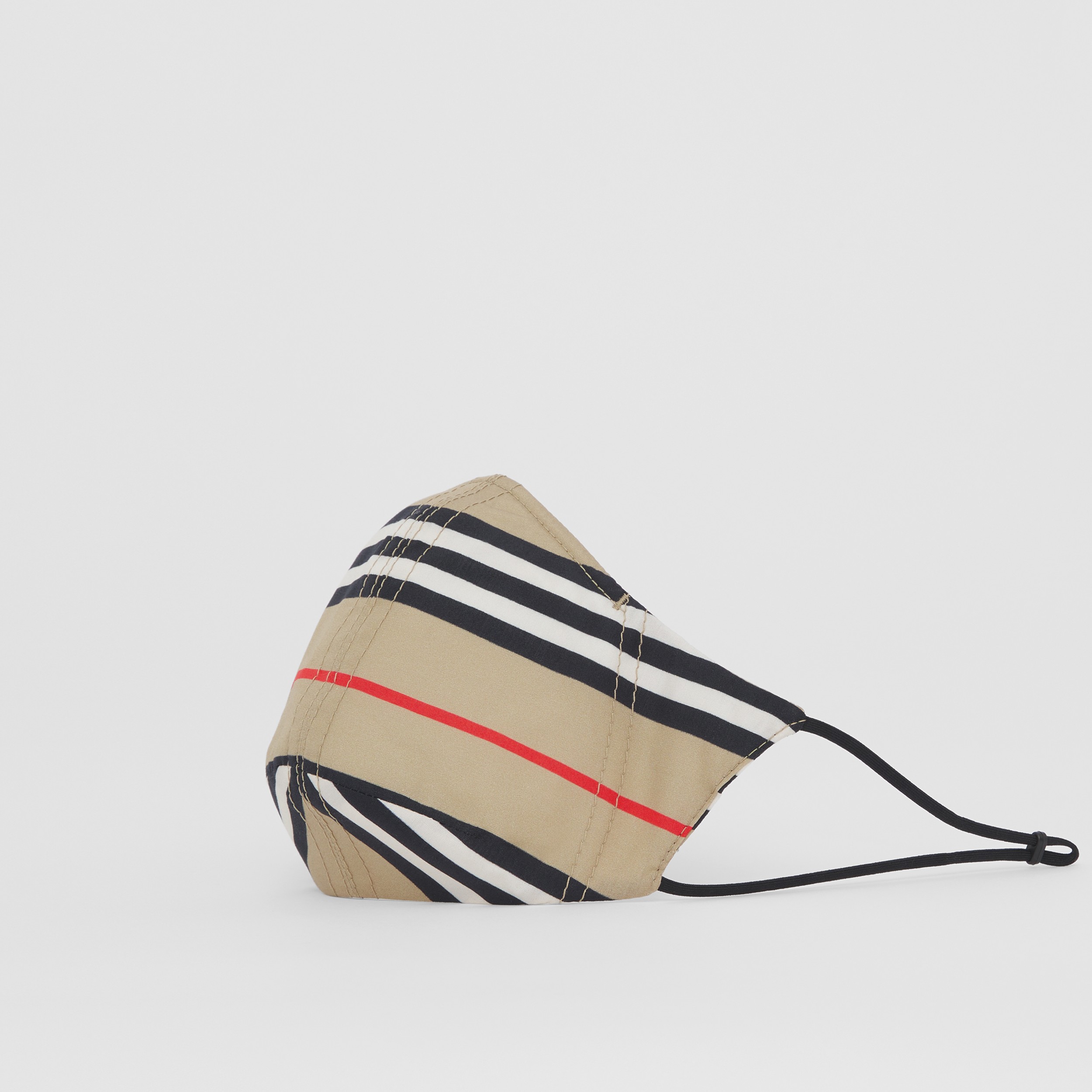 Icon Stripe Print Cotton Face Mask in Archive Beige | Burberry® Official - 1