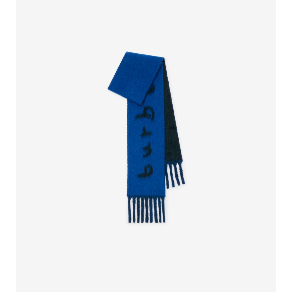 Burberry Reversible Logo Alpaca Wool Blend Scarf In Blue