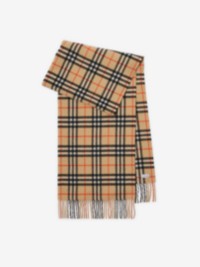 Check Cashmere Scarf in colour Sand