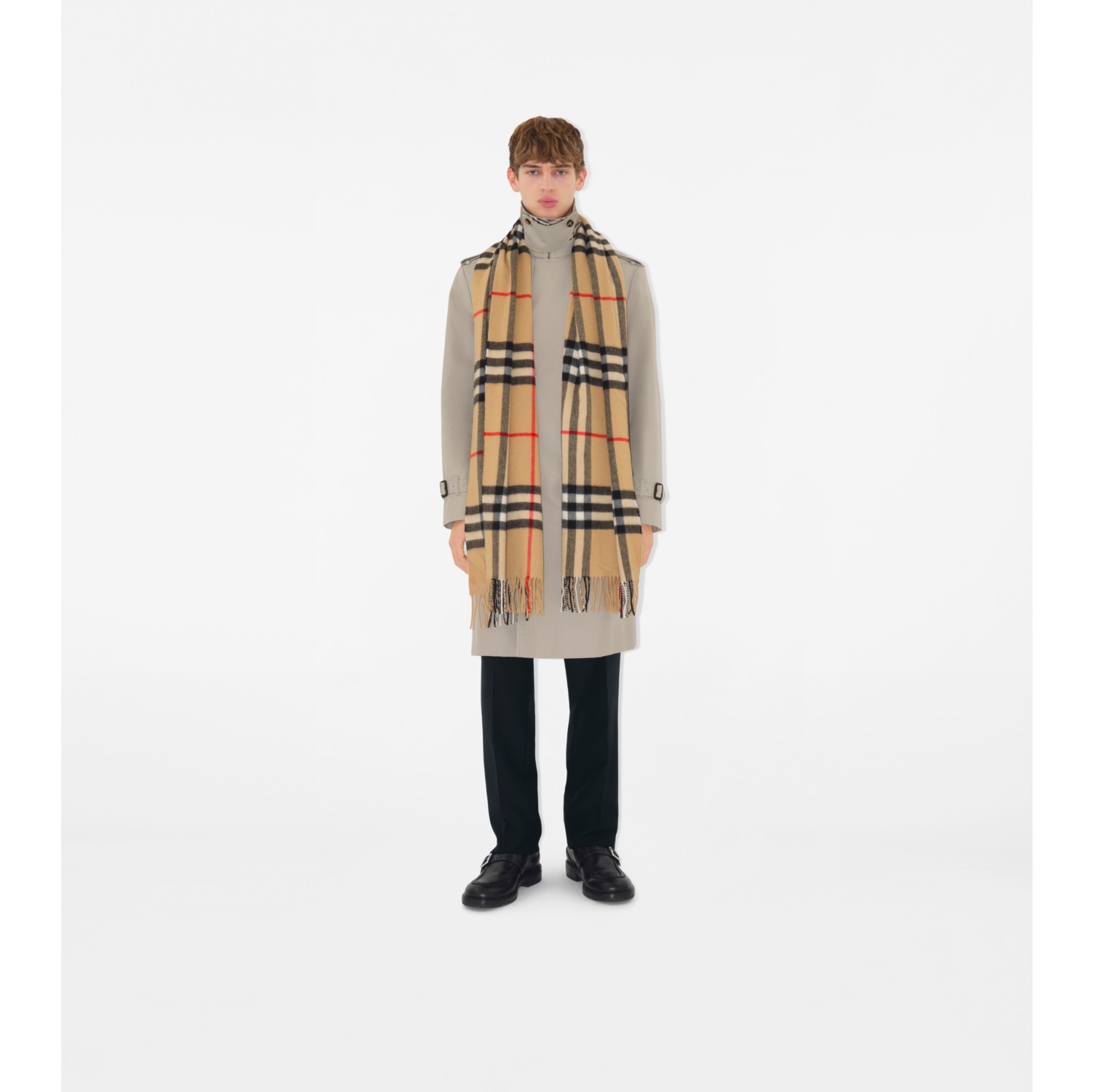 Wide Check Cashmere Scarf