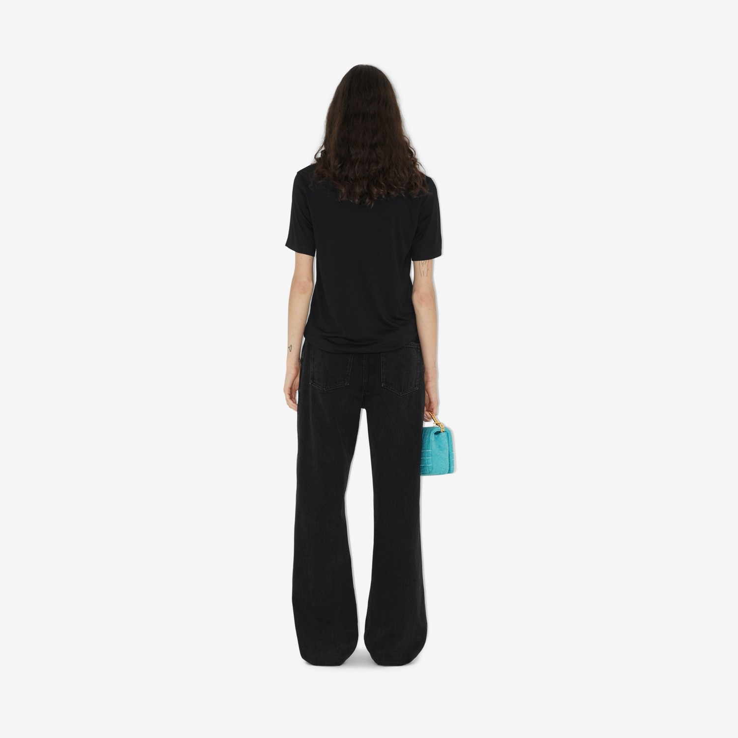 EKD 비스코스 실크 티셔츠 (블랙) - 여성 | Burberry®