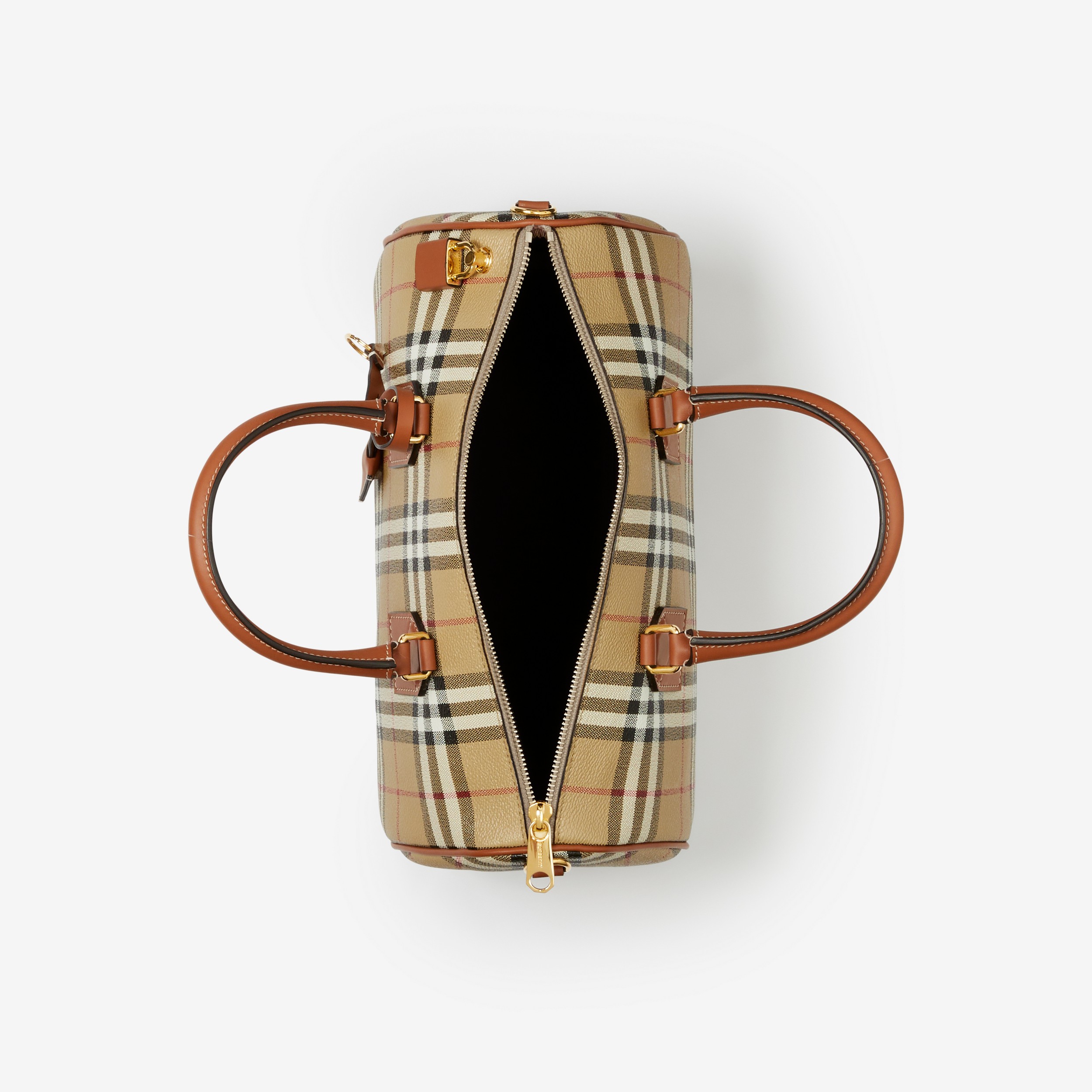 Bolso bowling mediano en tejido Check (Beige Vintage/marrón Zarza) - Mujer | Burberry® oficial - 4