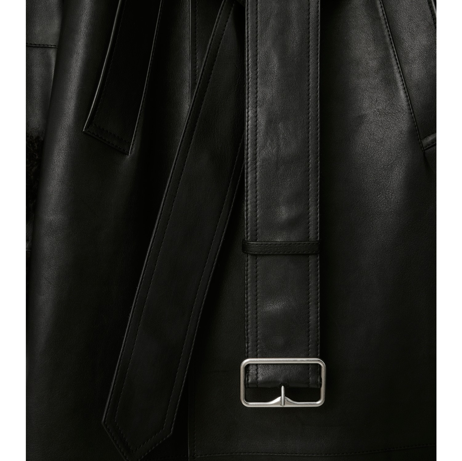 Long Leather Trench Coat