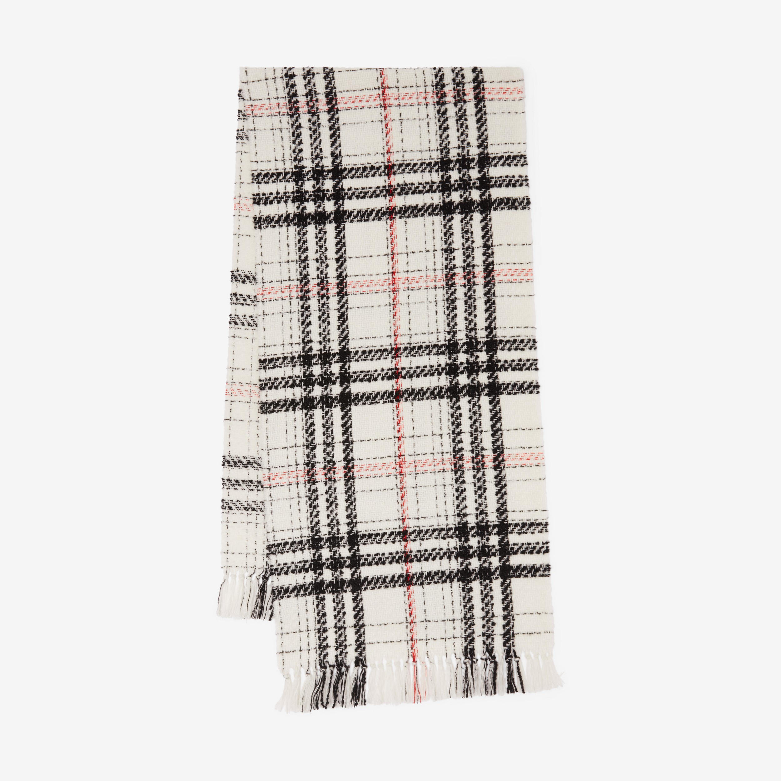 Sciarpa in tweed di misto seta e cashmere con motivo tartan (Bianco Naturale) | Sito ufficiale Burberry® - 1