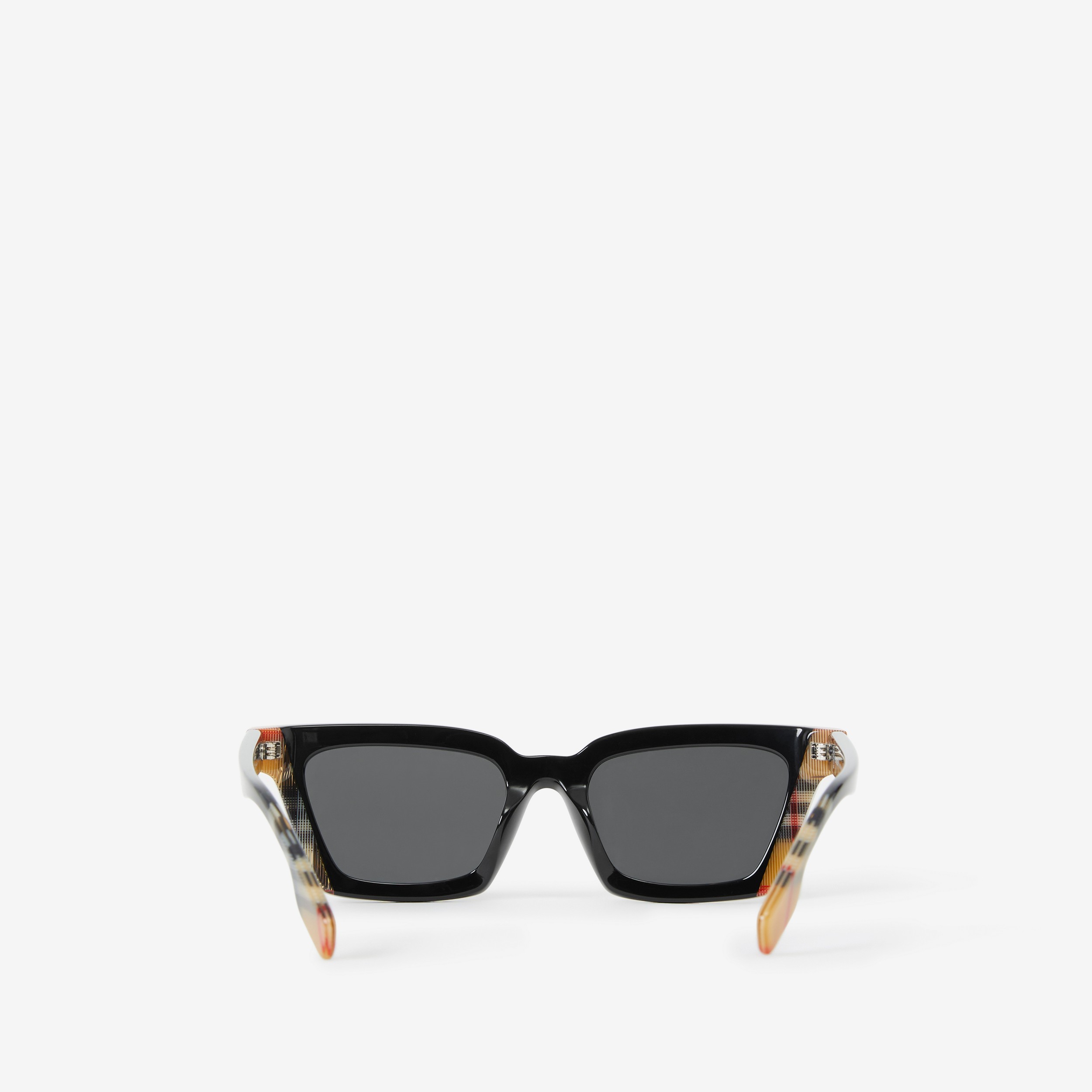 Gafas de sol con montura rectangular y detalle Check (Negro/beige Vintage) - Mujer | Burberry® oficial - 3