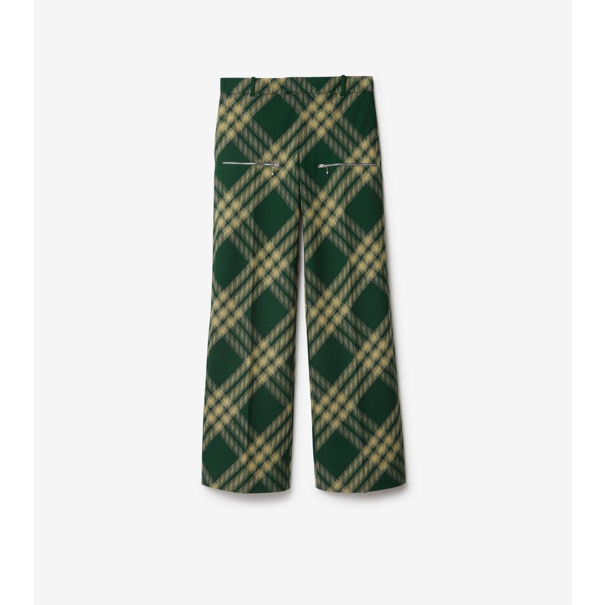Burberry Checked Wool Twill Straight Pants In Primrose