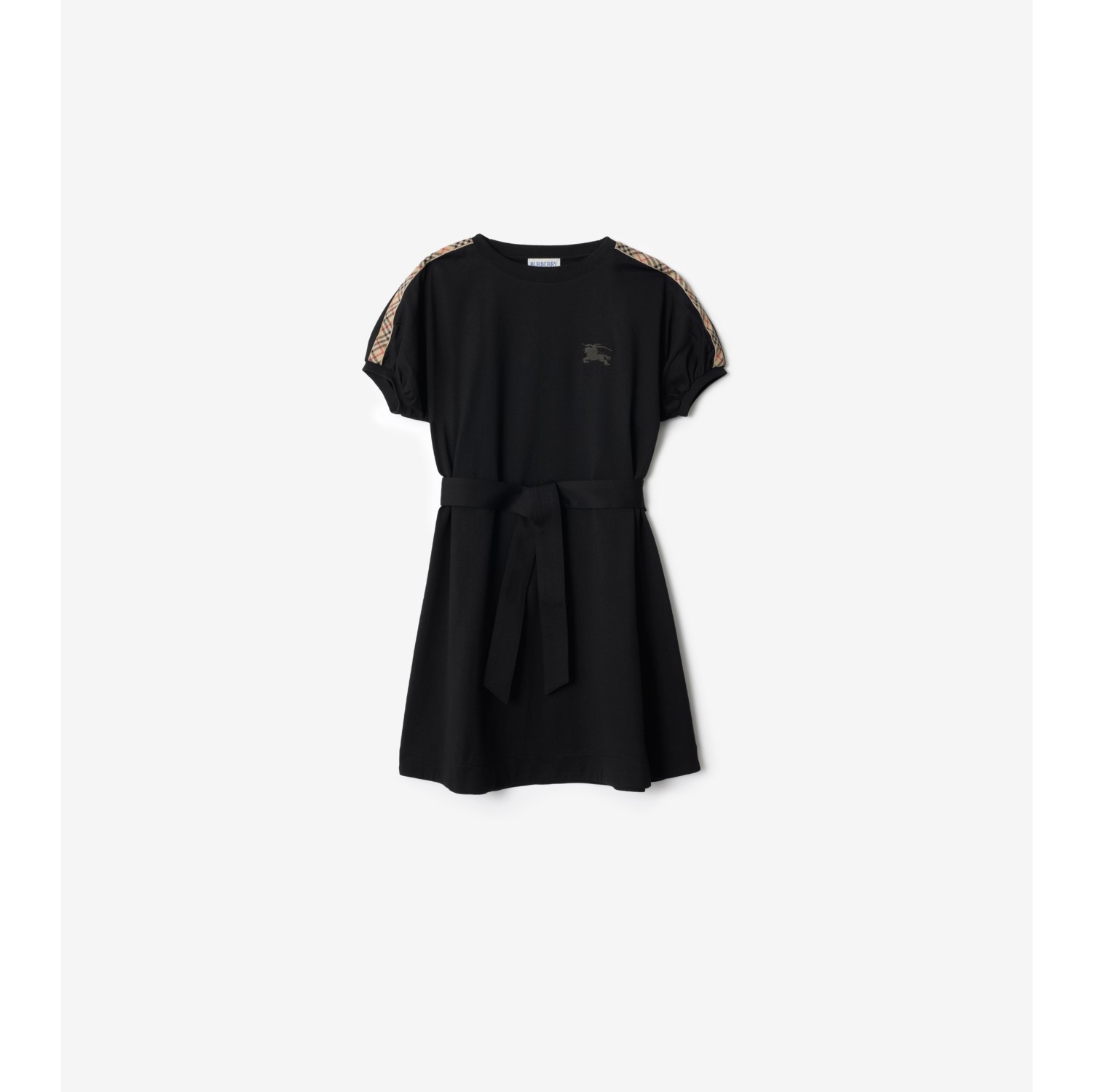 Check Trim Cotton T-shirt Dress