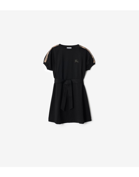 Check Trim Cotton T-shirt Dress