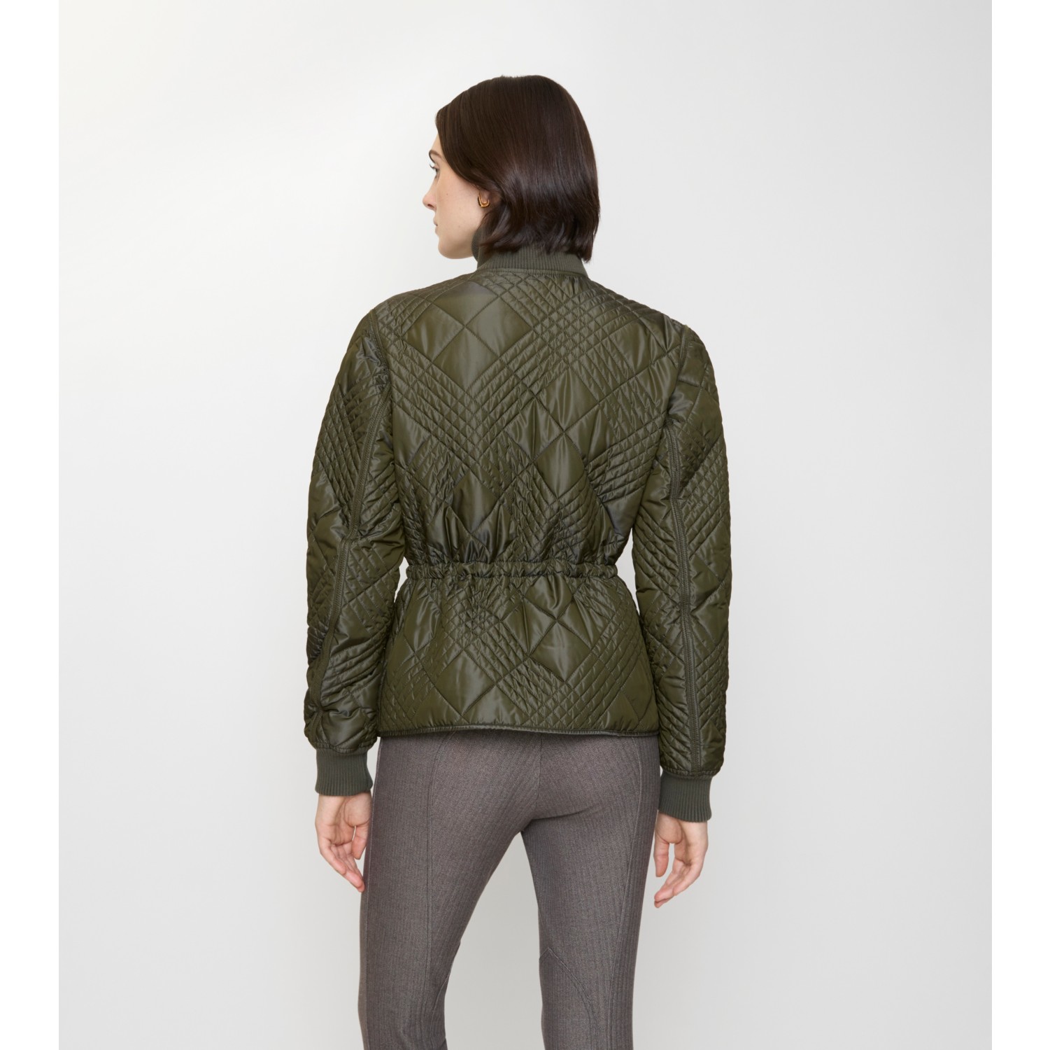Micro Check-stitch Nylon Wakerley Jacket in Marsh green - Women | Burberry® Official