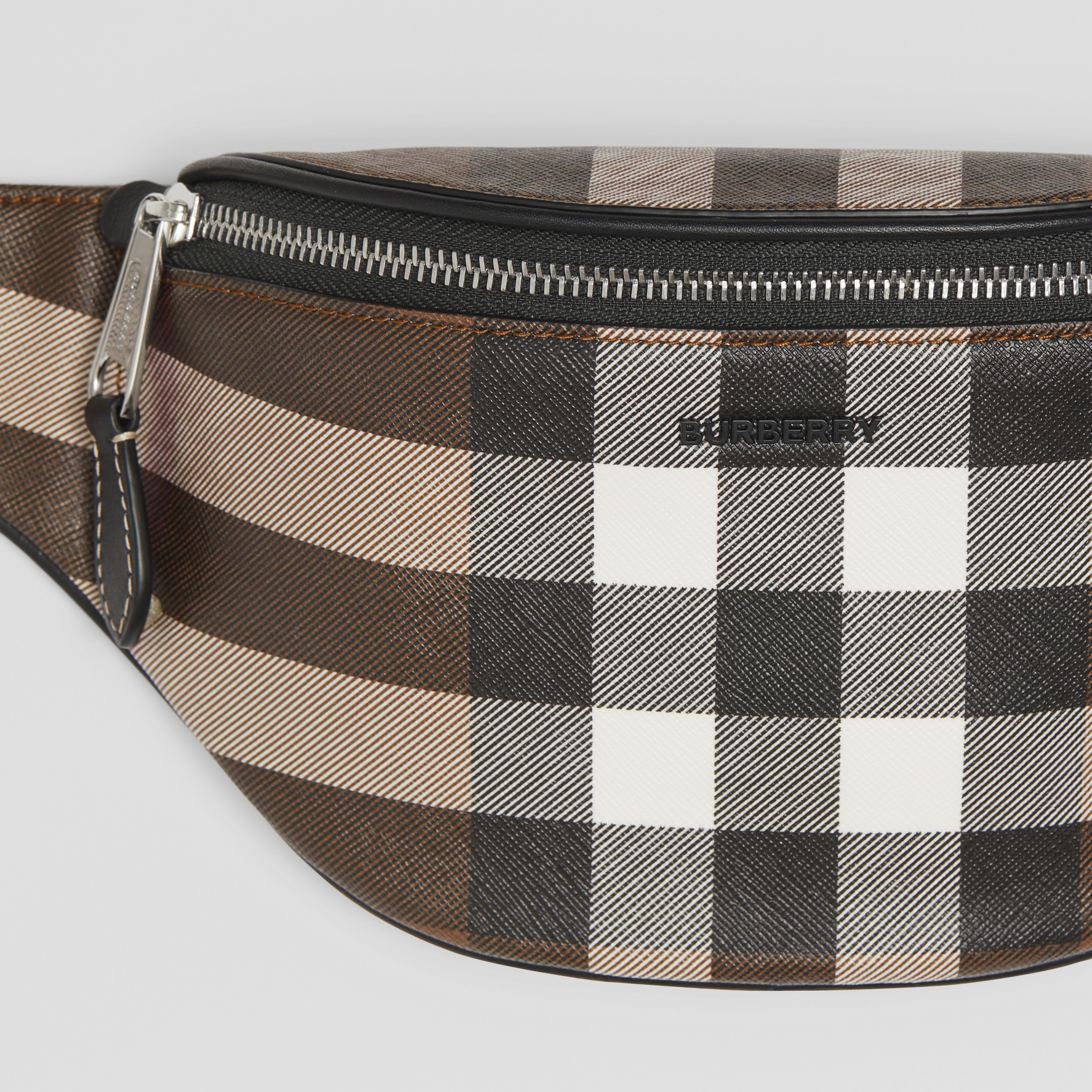 Mini Check and Leather Bum Bag in Dark Birch Brown - Men | Burberry® Official - 2