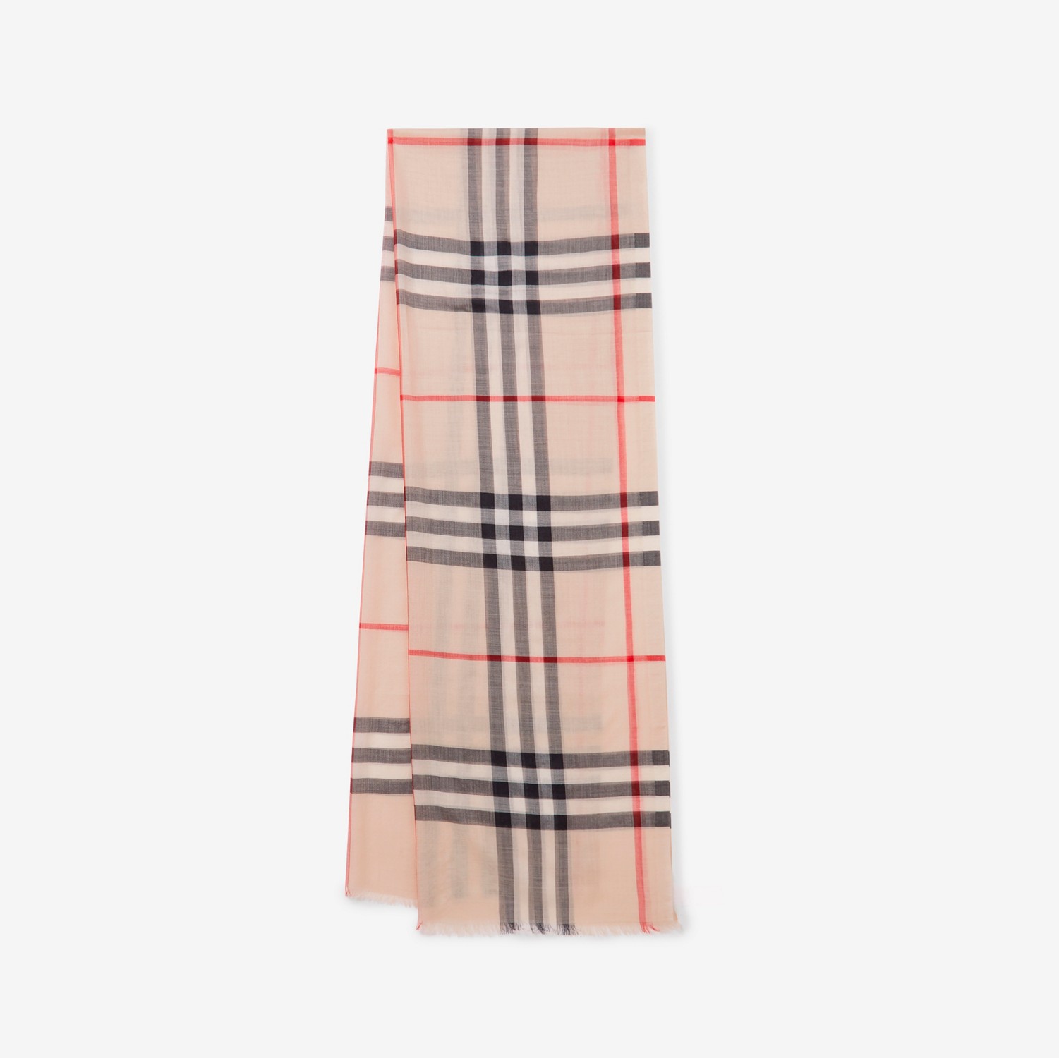 Check Lightweight Wool and Silk Scarf in Stone | Burberry® Official