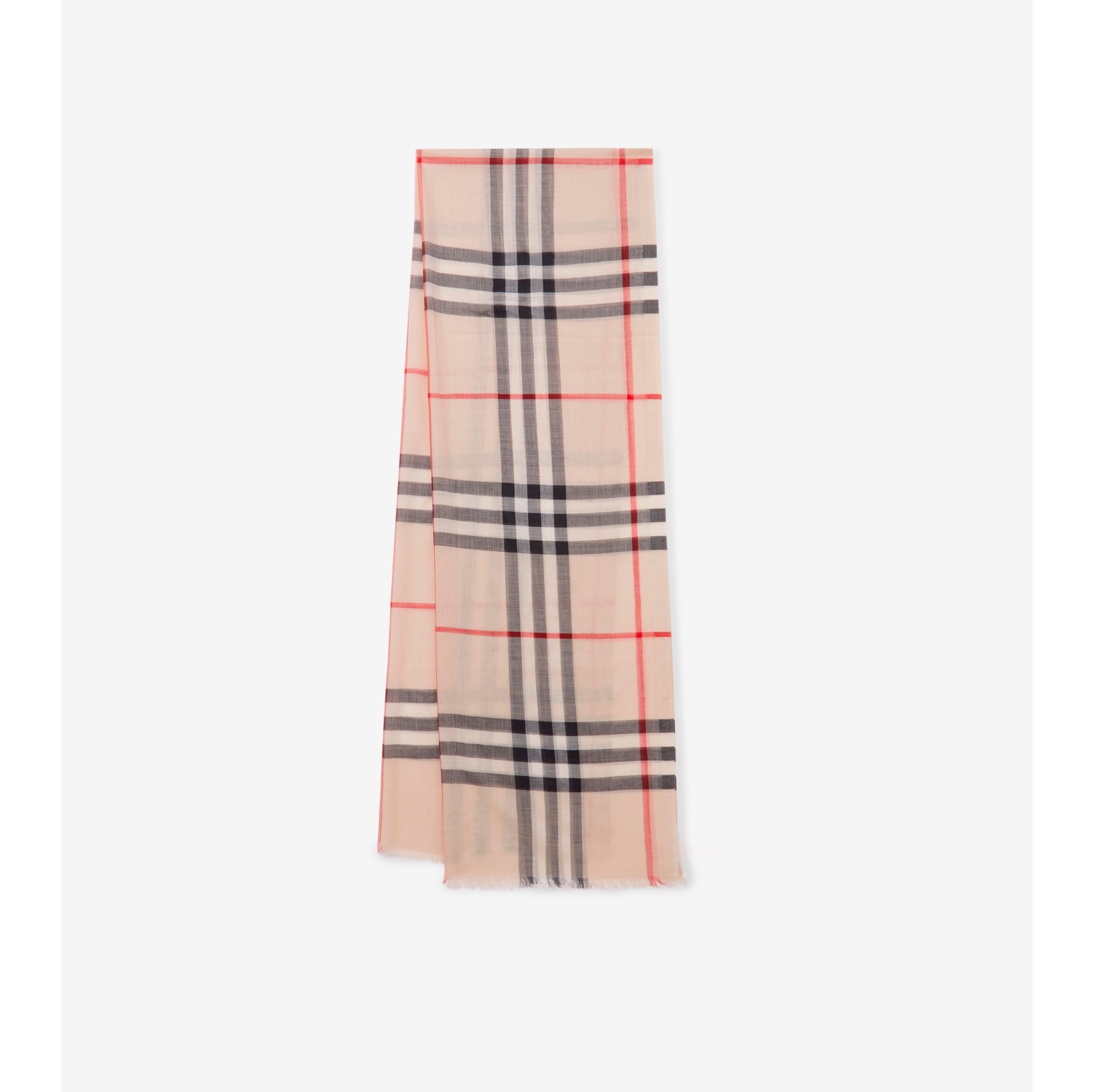 Check Wool Silk Scarf in Stone | Burberry® Official