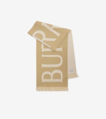Logo Wool Scarf in Sand beige | Burberry® Official