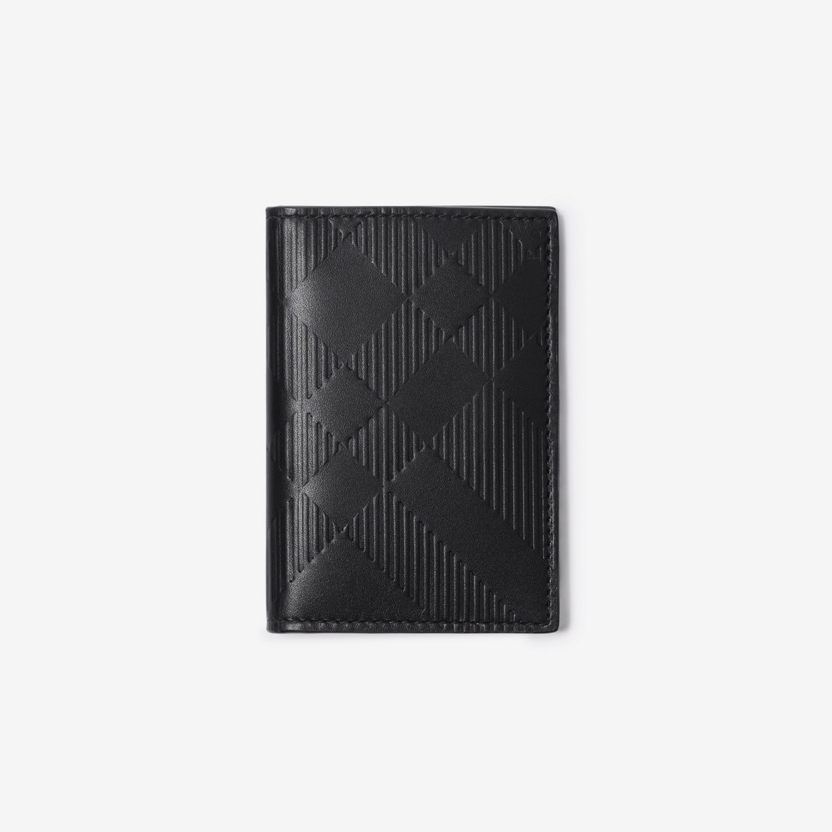 Burberry Check Leather Folding Card Case In Black
