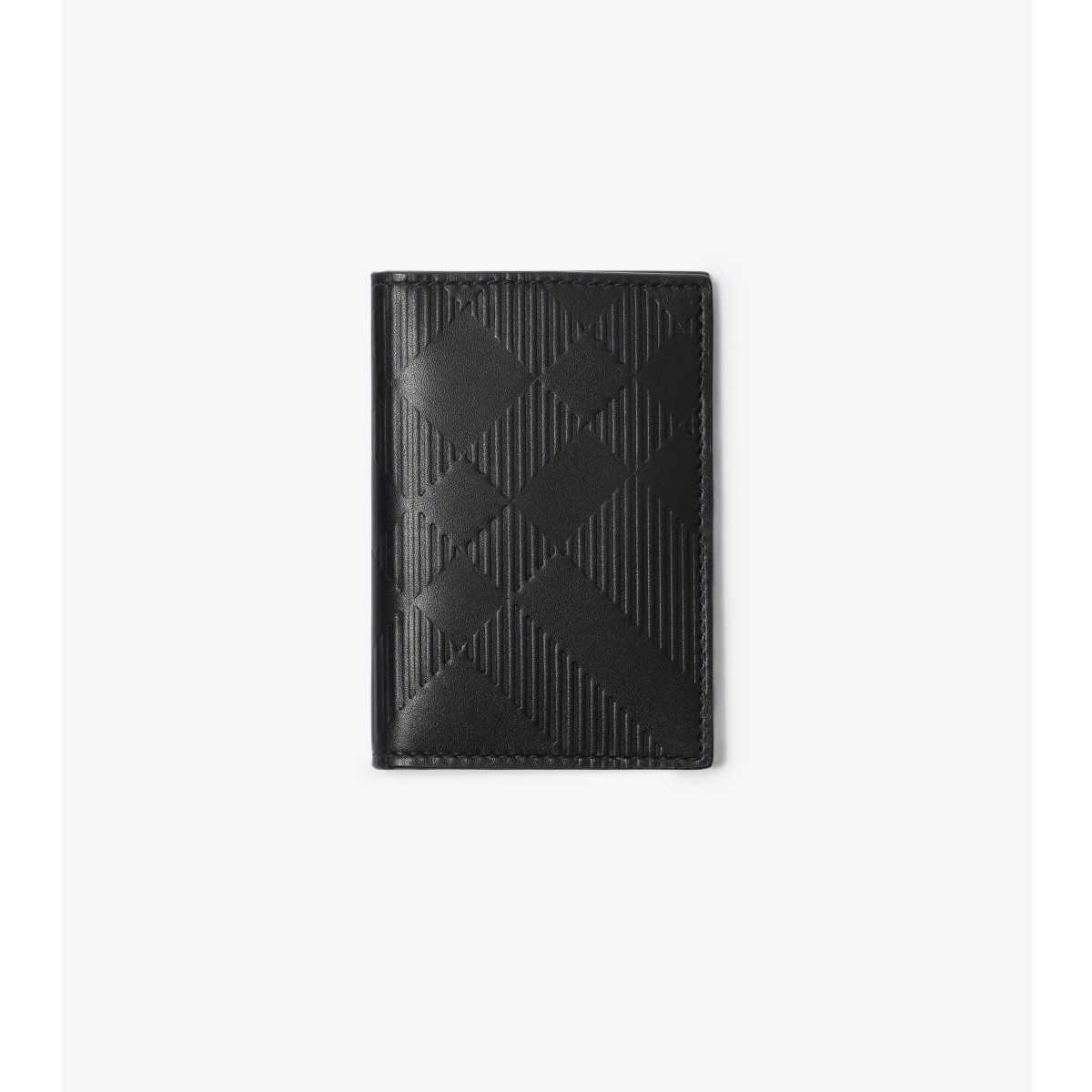 Burberry Check Leather Folding Card Case In Black