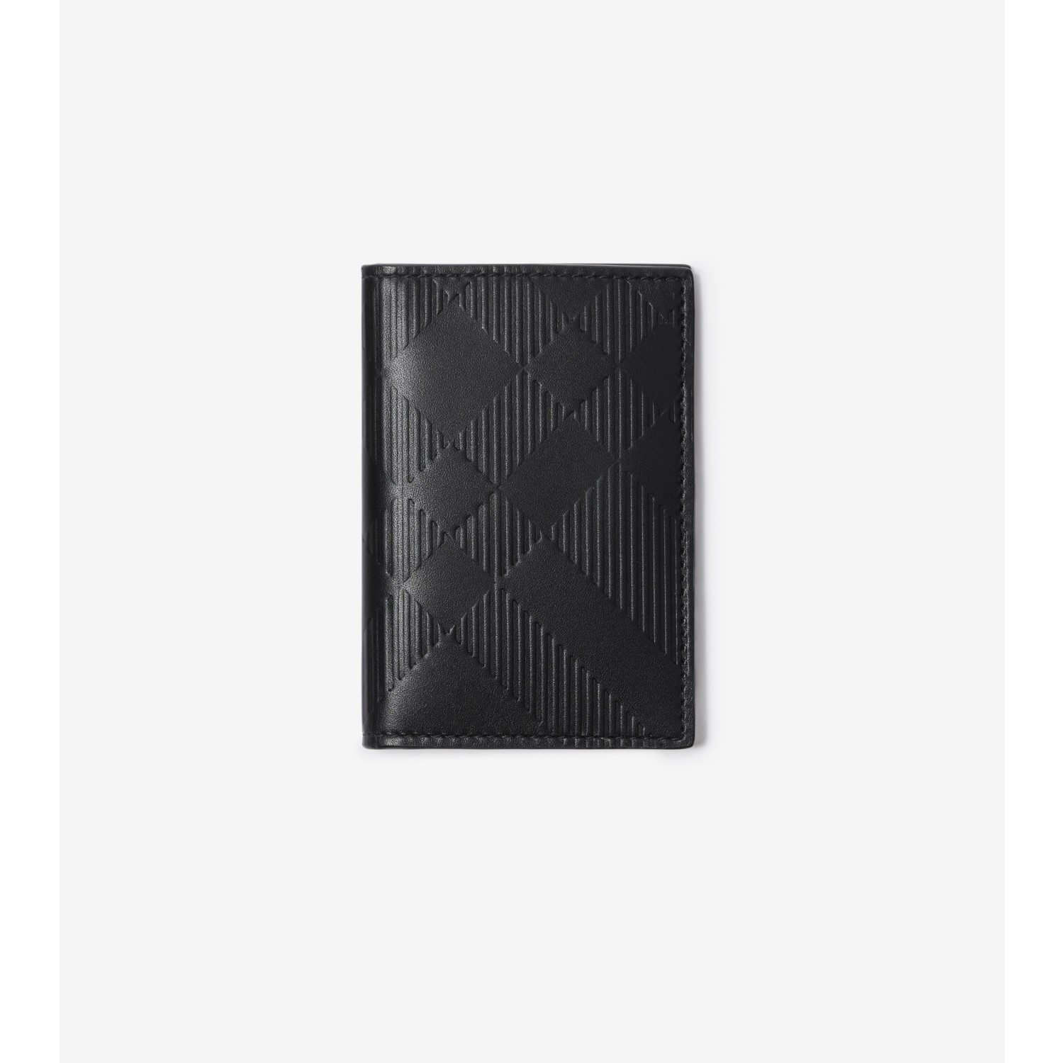 Burberry Check and Leather Card Case Charcoal