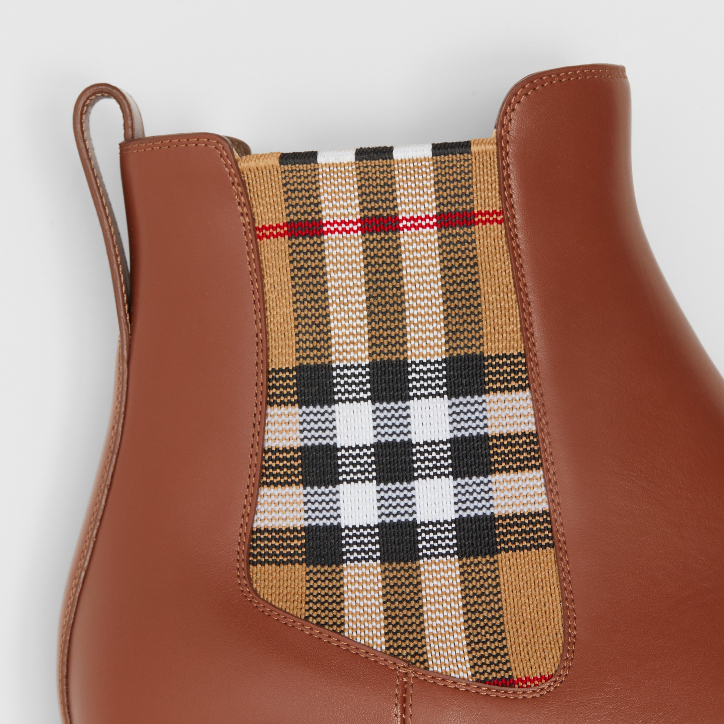 Vintage Check Detail Leather Chelsea Boots in Light Tan - Women | Burberry® Official - 2