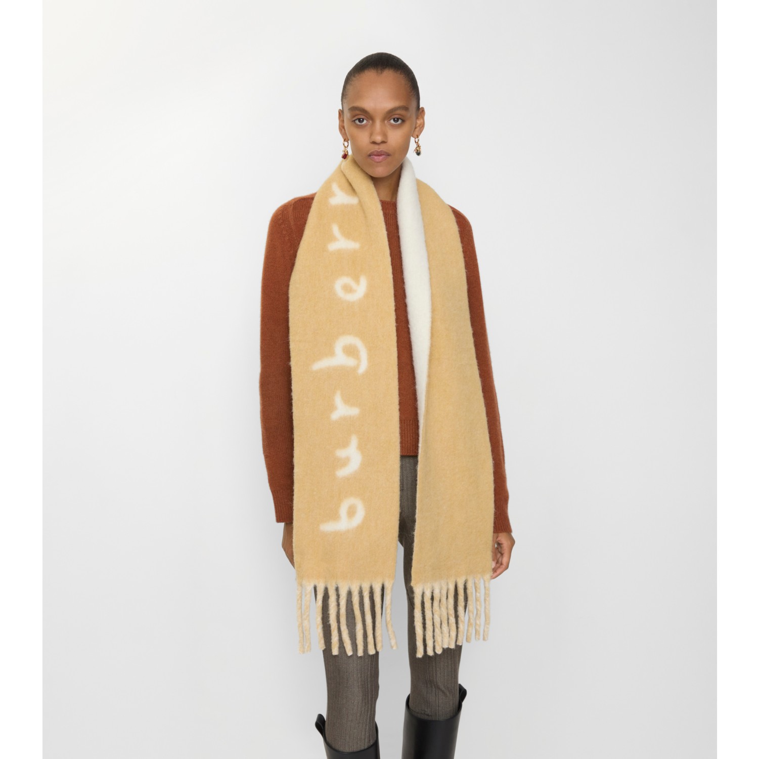 Reversible Logo Alpaca Wool Blend Scarf