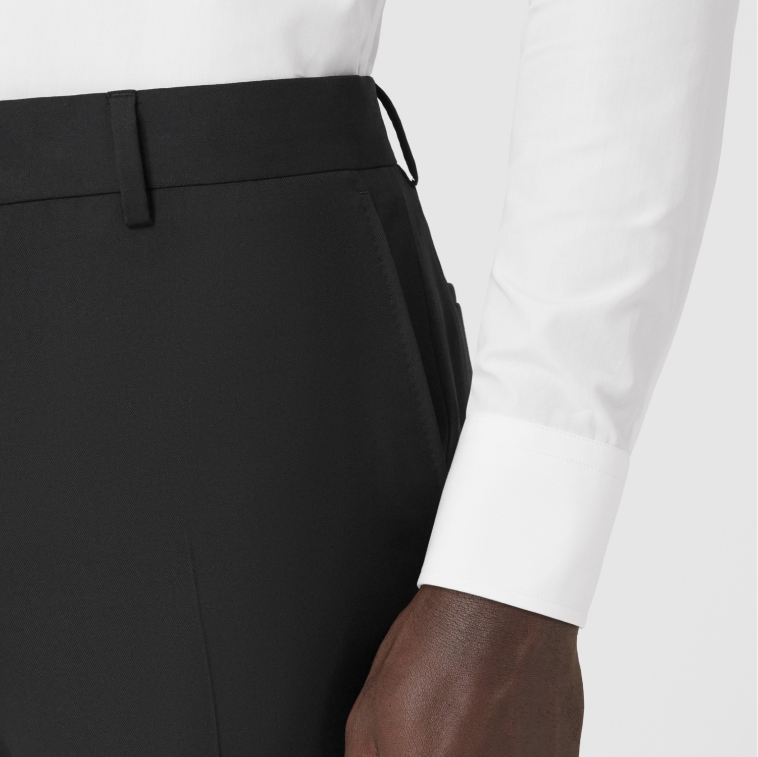 Slim Fit Wool Tailored Trousers in Black - Men | Burberry® Official