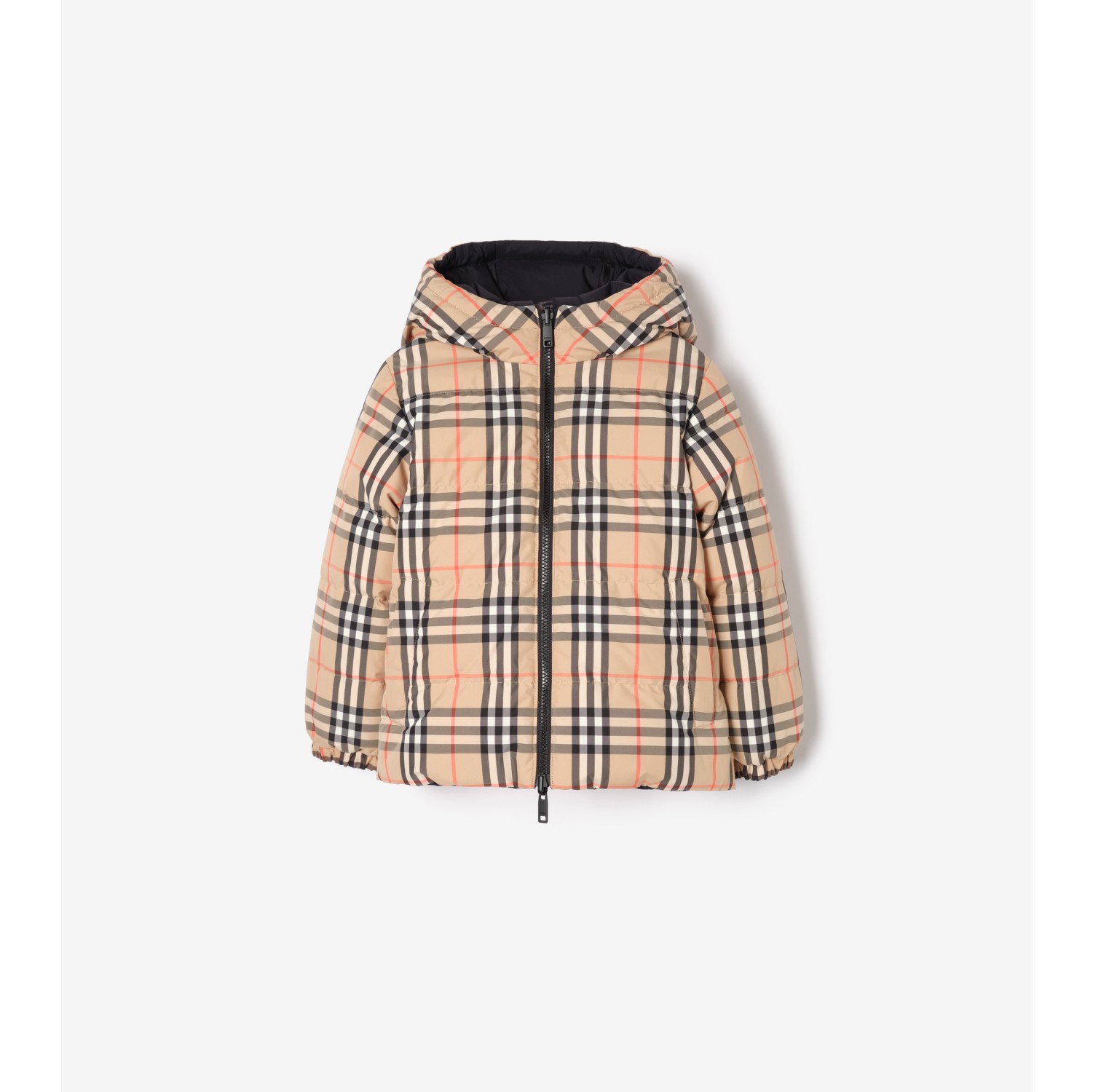Reversible Check Puffer Jacket in Black | Burberry® Official