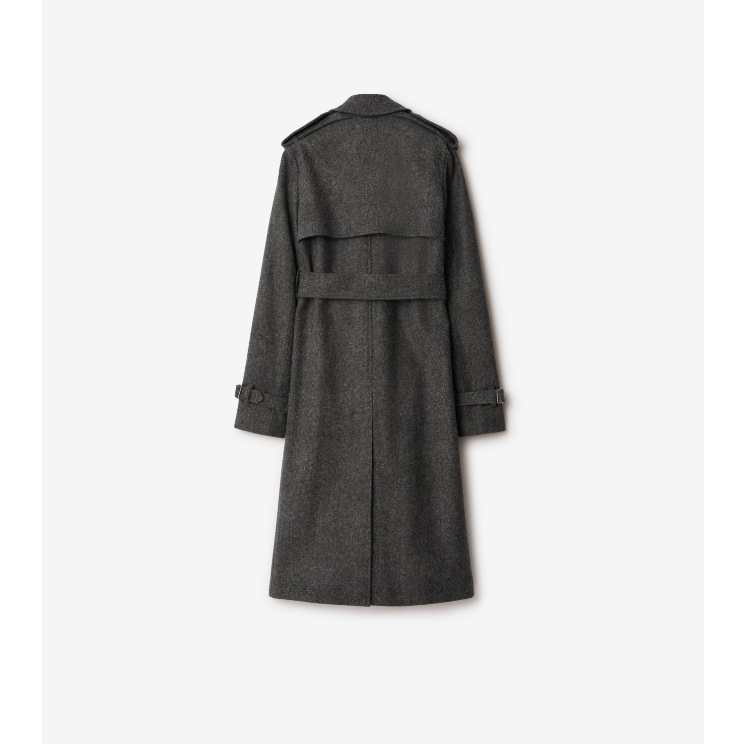 Long Wool Trench Coat in Grey melange - Women, Nylon | Burberry® Official