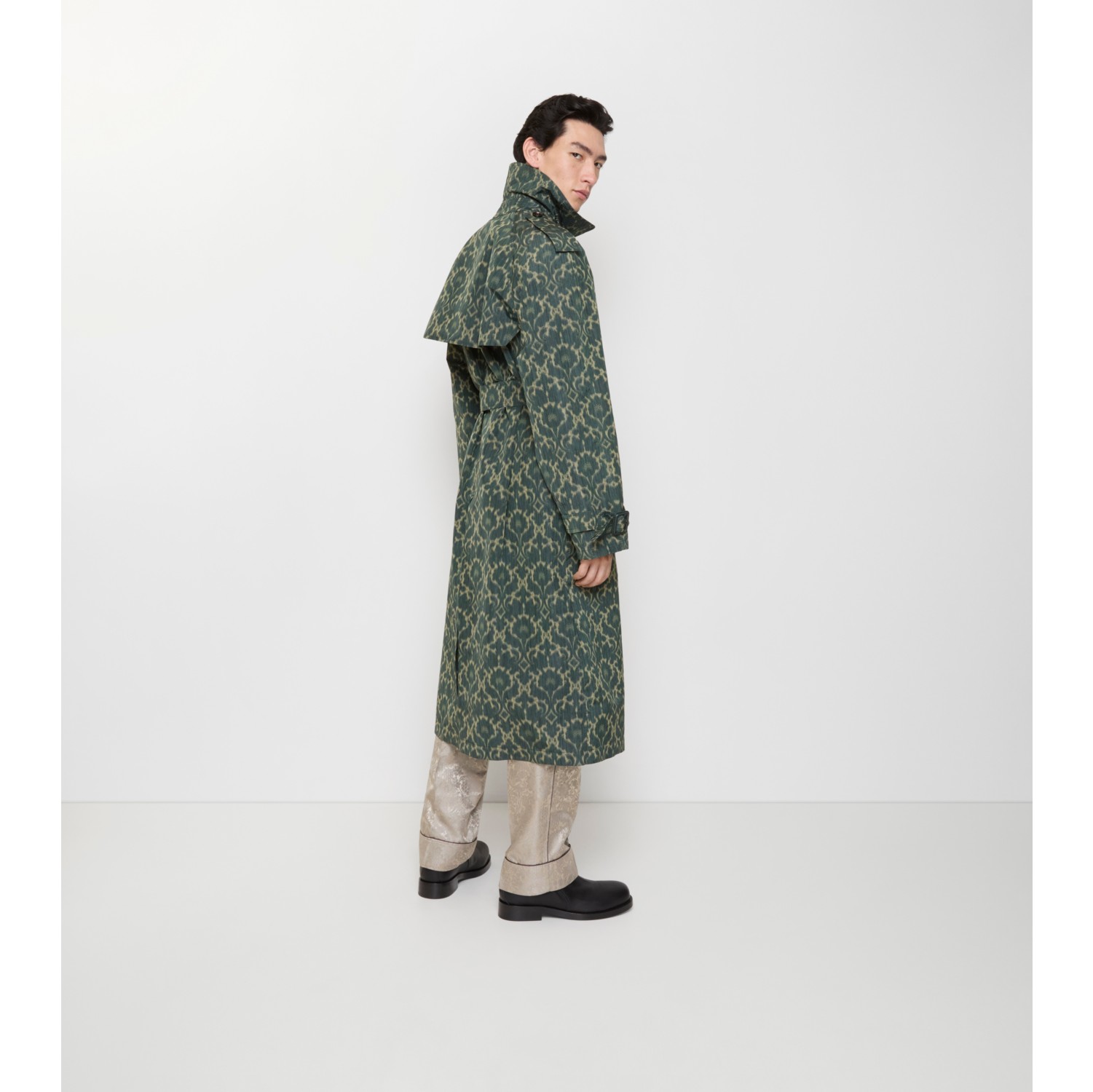 Long Baroque Viscose Blend Trench Coat