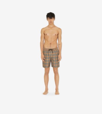 Burberry Guildes Vintage-Check Swim Shorts in Beige