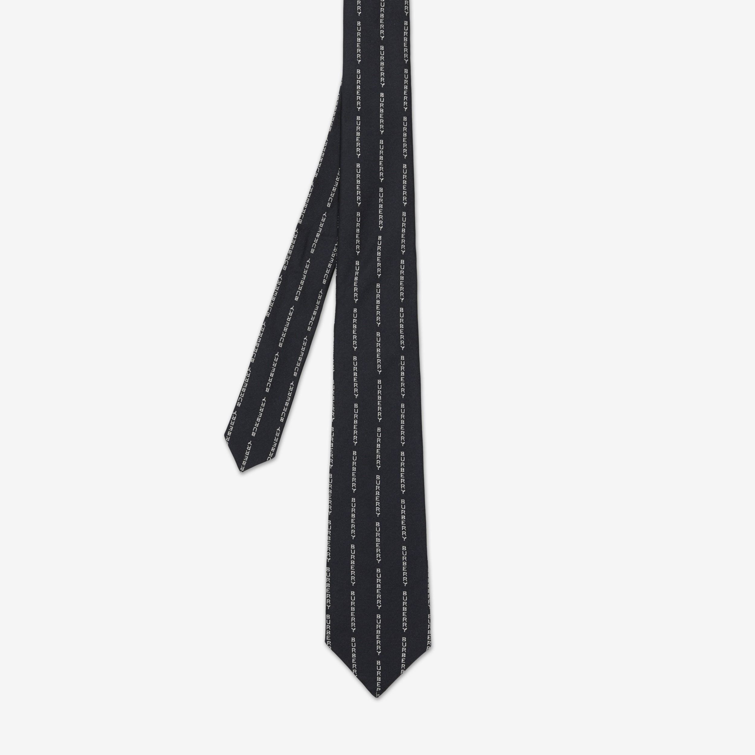 Classic Cut Logo Pinstriped Silk Tie in Black - Men | Burberry® Official - 4