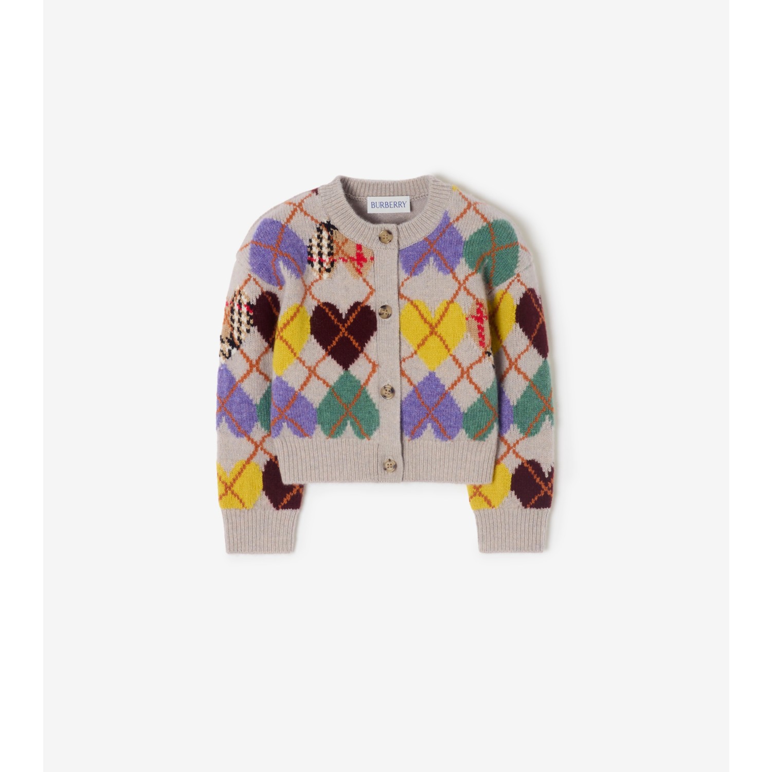 Wollcardigan mit Herzen im Argyle-Design