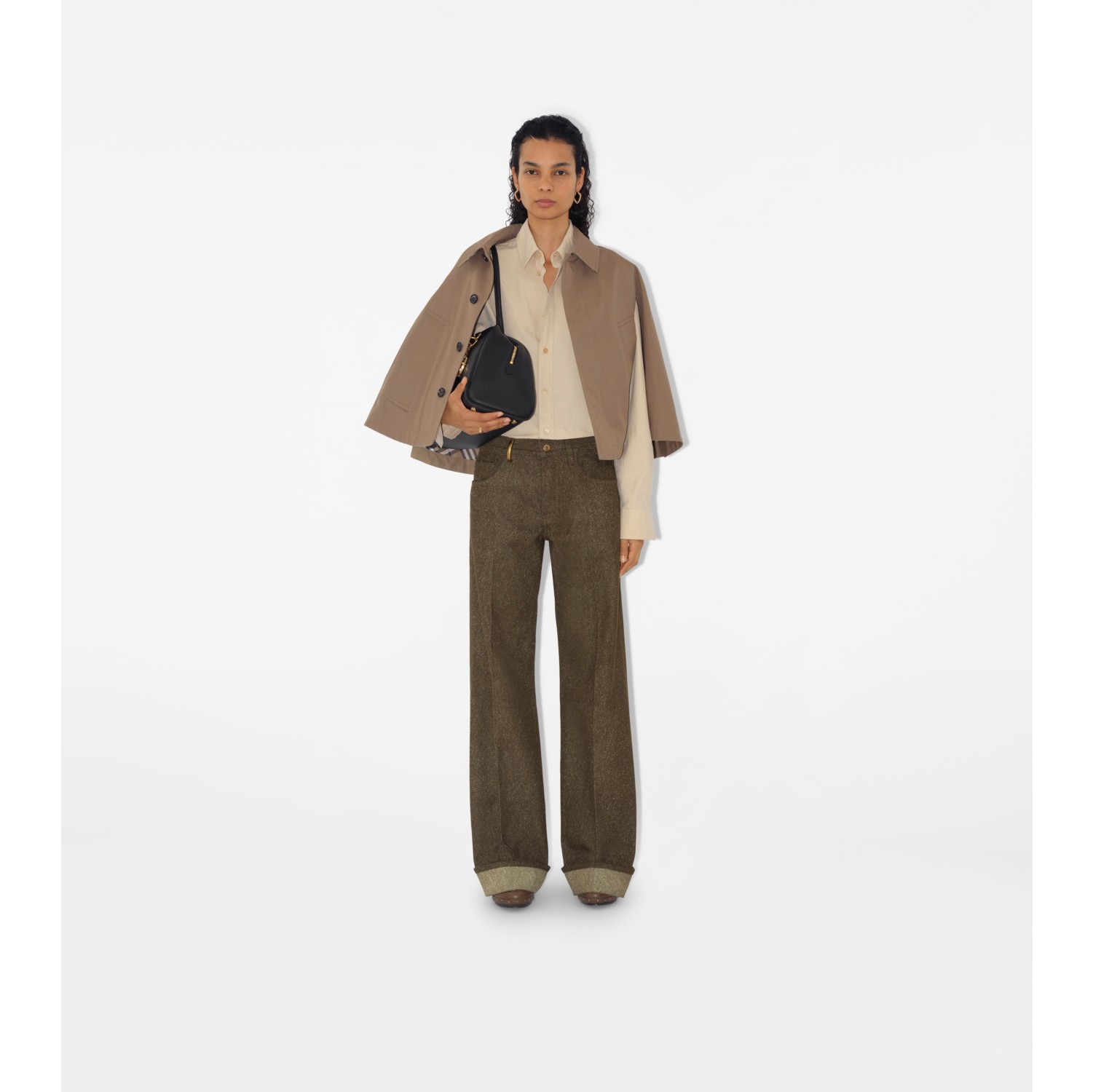 Cotton Blend Cape in Trail brown - Women | Burberry® Official