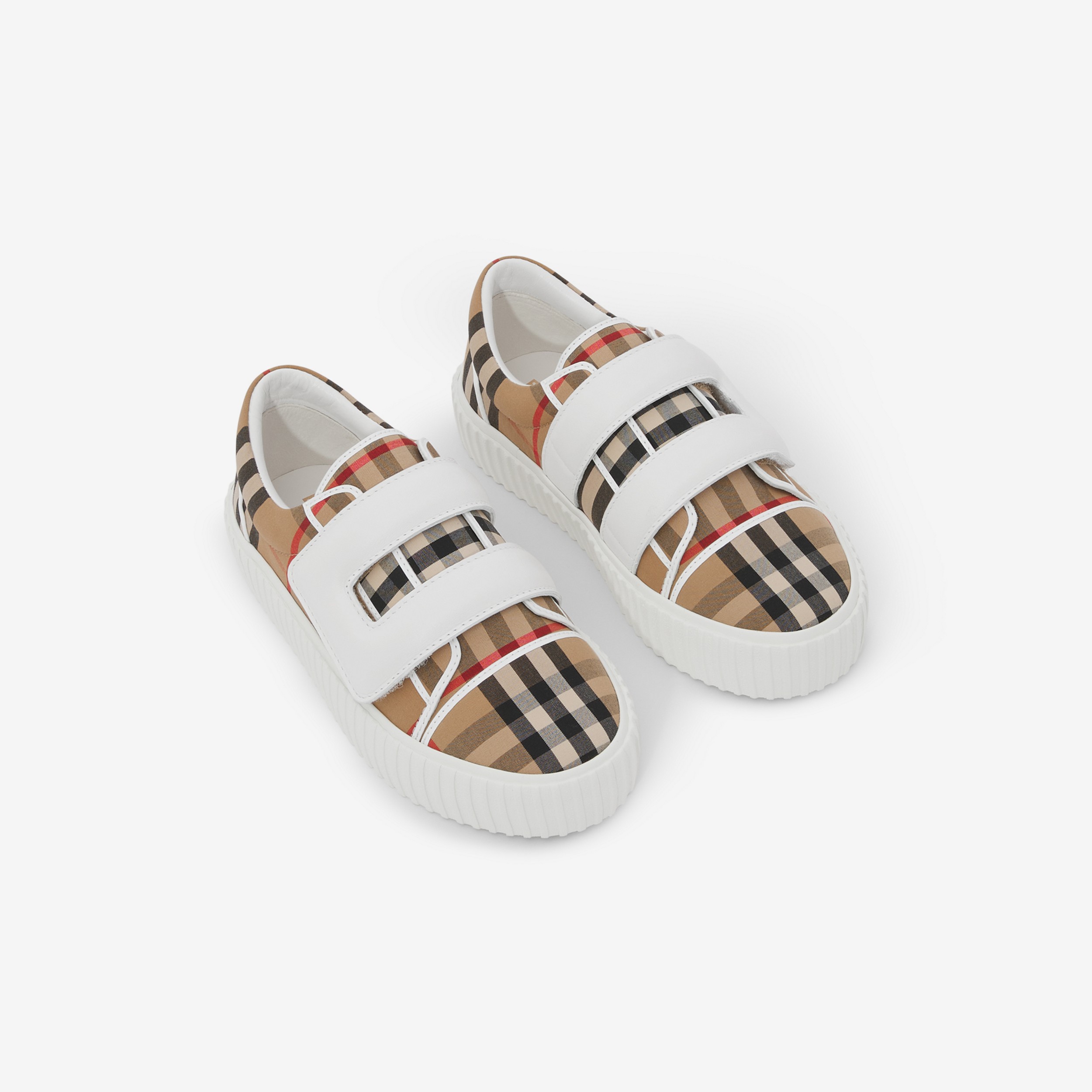 Vintage Check Cotton and Leather Sneakers in Archive Beige | Burberry® Official - 2
