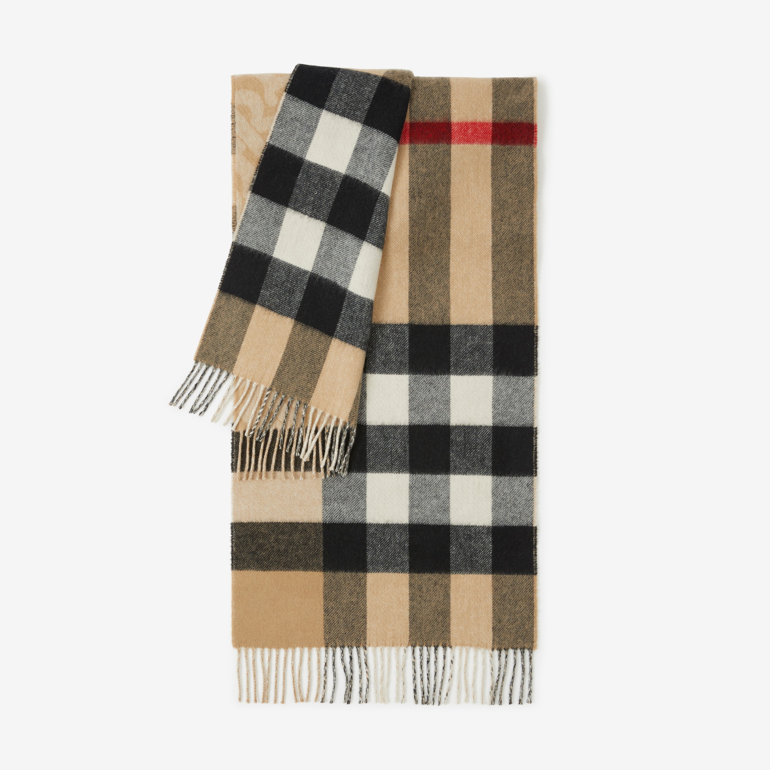 双面两用格纹羊绒围巾 (典藏米色) | Burberry® 博柏利官网 - 3