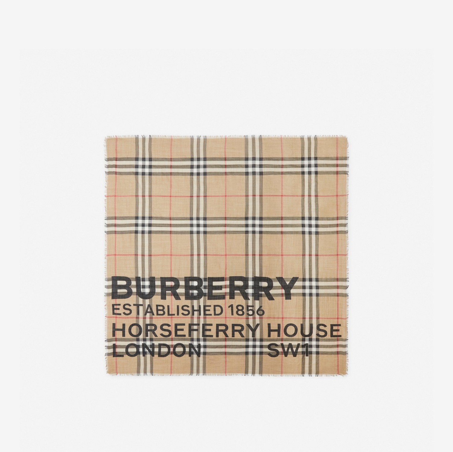 Foulard grande in lana e seta con collage di stampe (Beige Archivio) | Sito ufficiale Burberry®