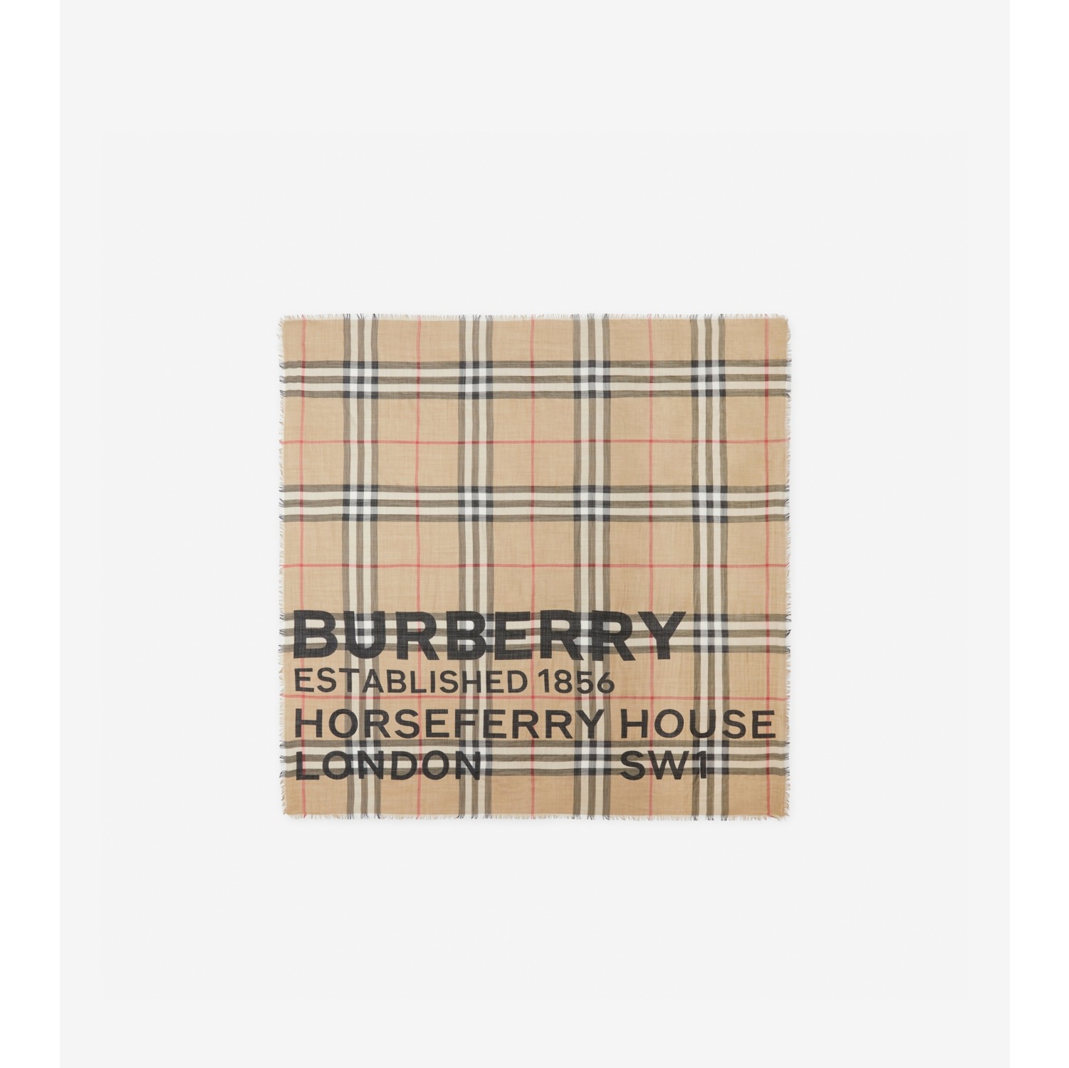 Checked Wool And Silk Scarf in Beige - Burberry