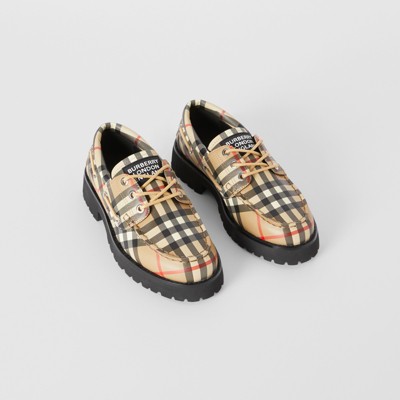 Vintage Check Leather Boat Shoes in 