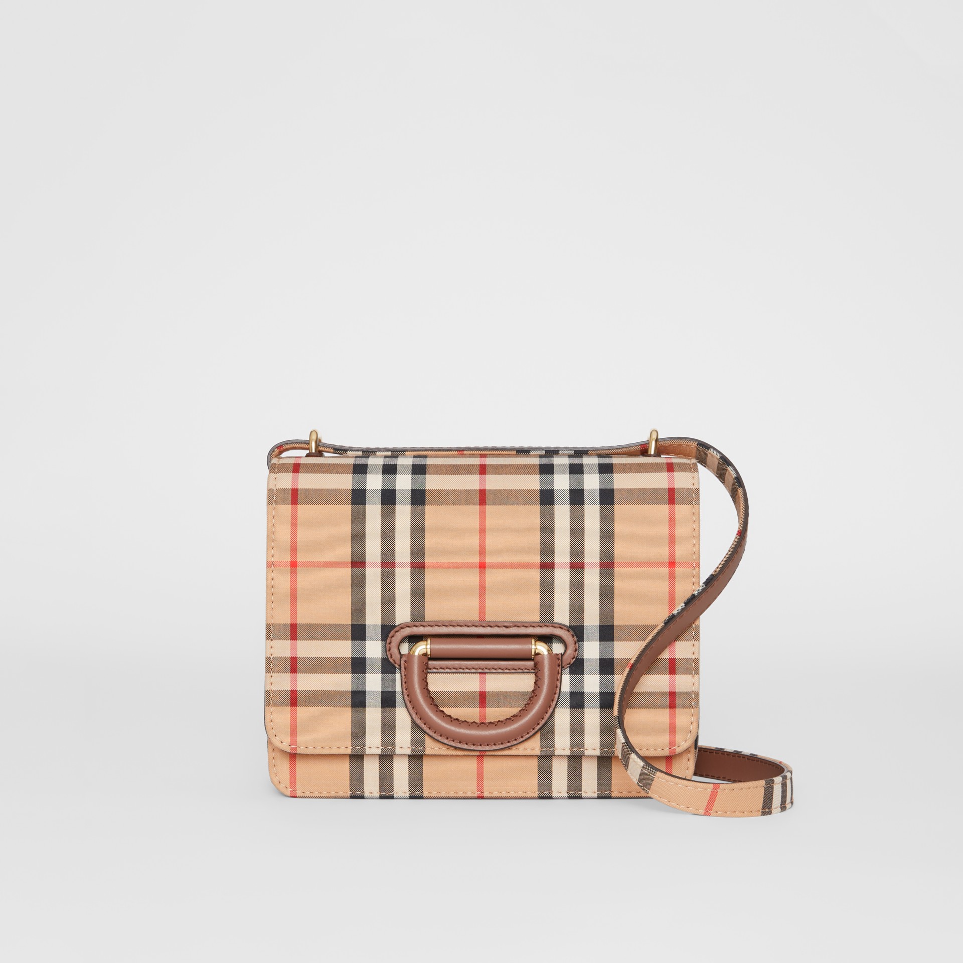 the small vintage check d-ring bag in neutrals