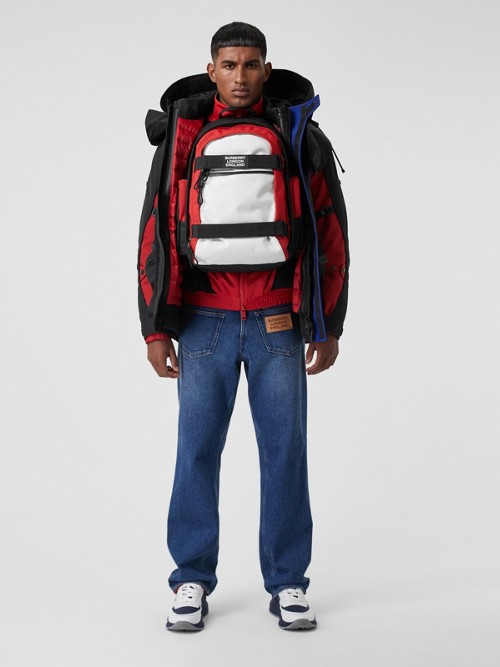 BURBERRY Logo Appliqué Jersey and Neoprene Track Top