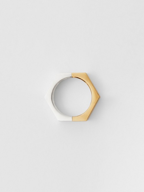 Burberry Gold And Palladium-plated Nut Ring In Light Gold/palladio