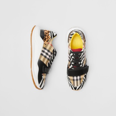 Animal Print and Vintage Check Sneakers 