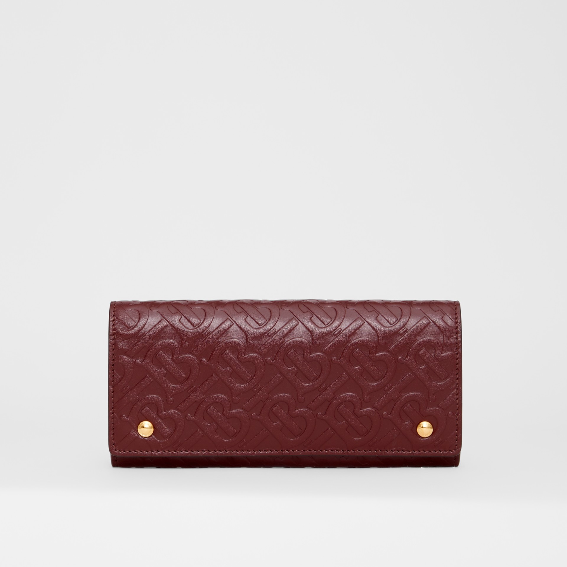 Monogram Leather Continental Wallet in Oxblood - Women | Burberry ...