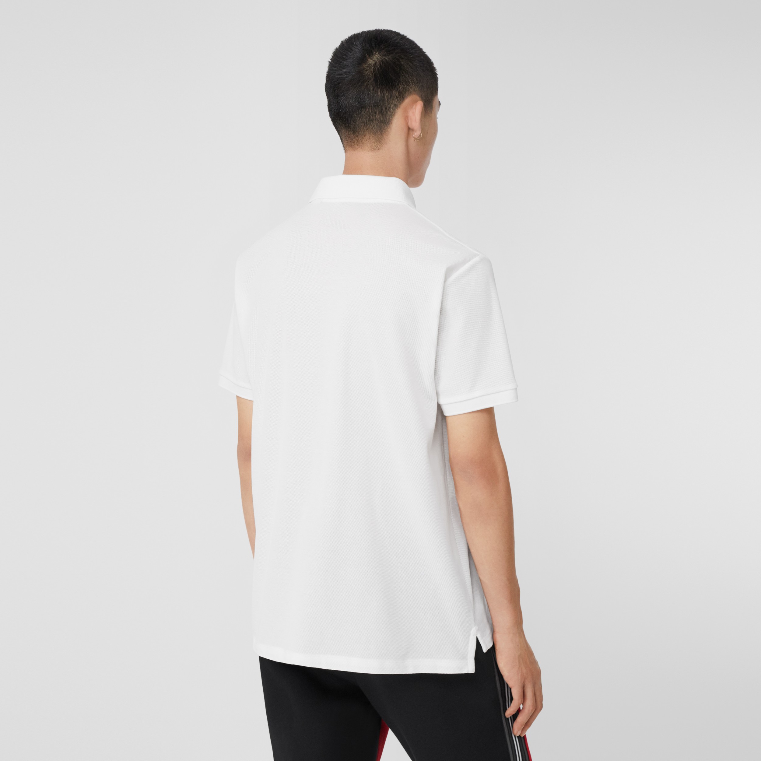 Monogram Motif Cotton Piqué Oversized Polo Shirt in White - Men ...