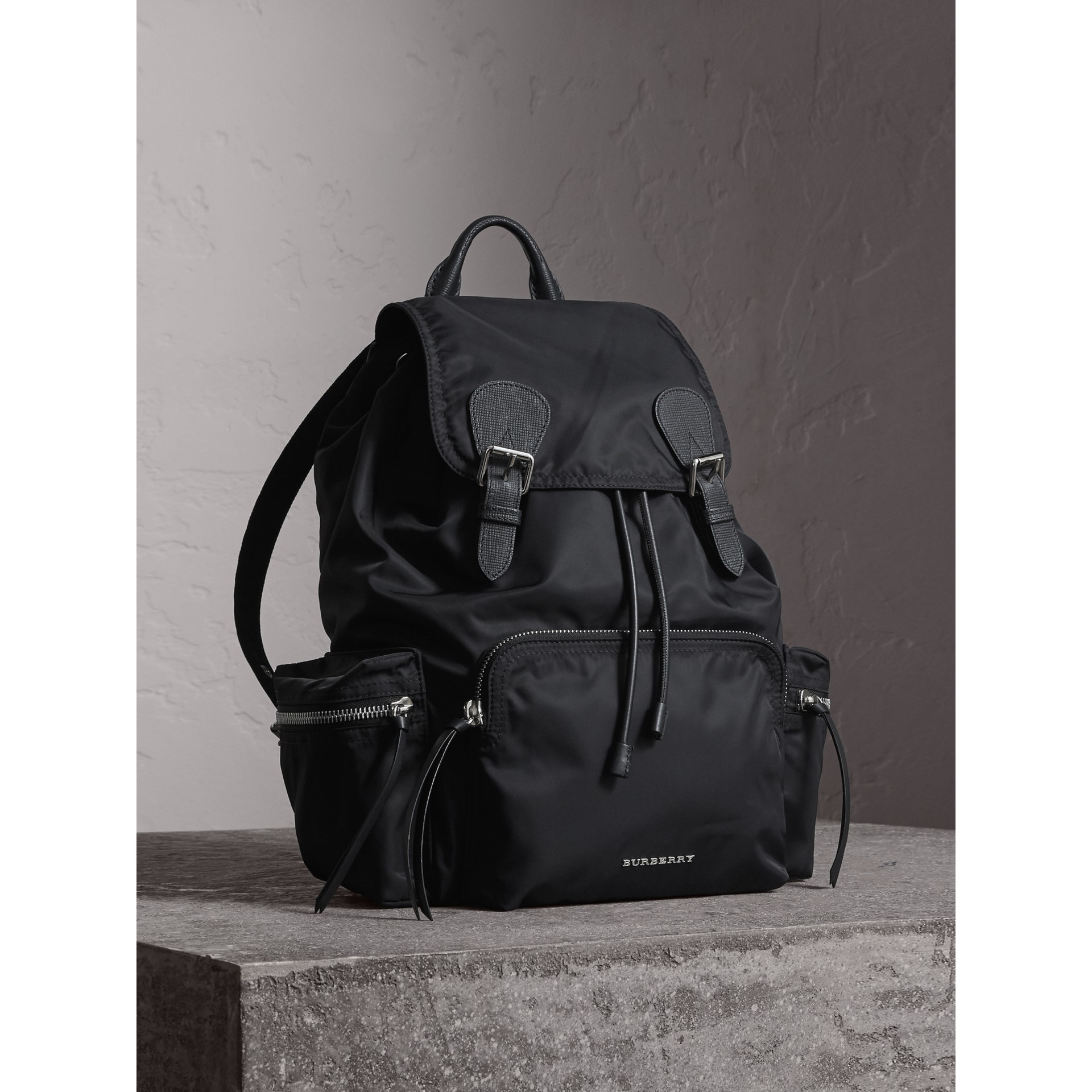 BURBERRY The Large Rucksack in Technical Nylon and Leather