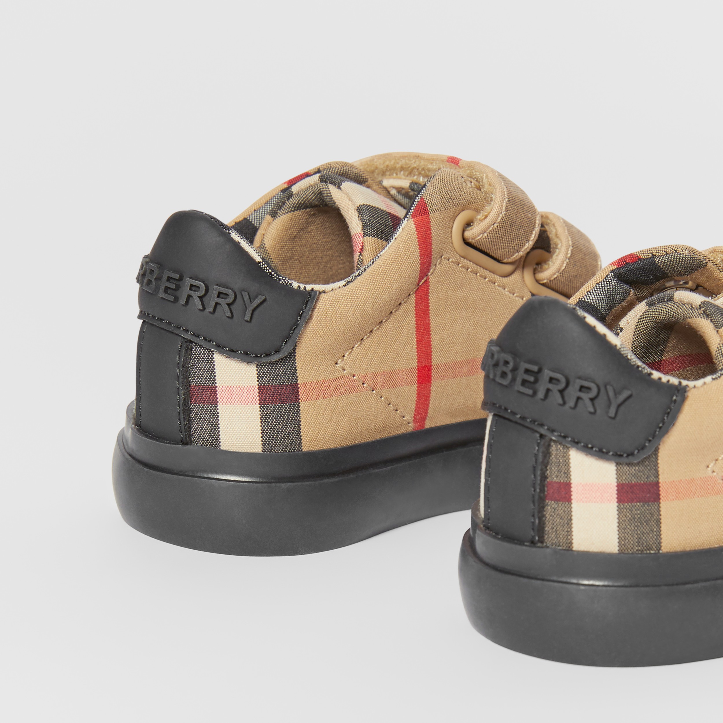Vintage Check Cotton Sneakers in Archive Beige/black Children