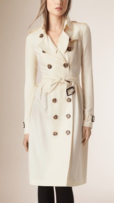 Parchment Skirted Silk Trench Coat - Image 1