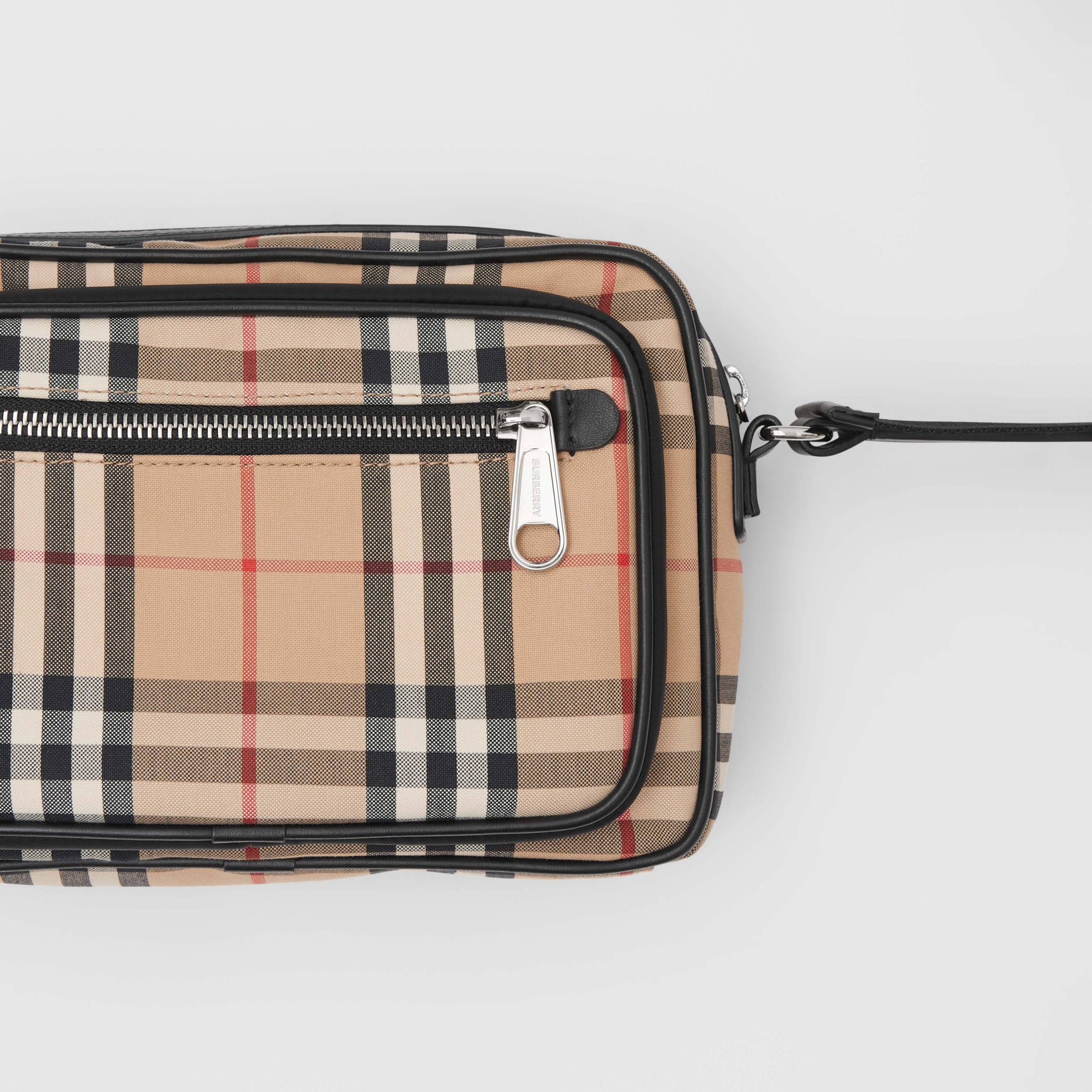 Vintage Check and Leather Crossbody Bag in Archive Beige - Men ...
