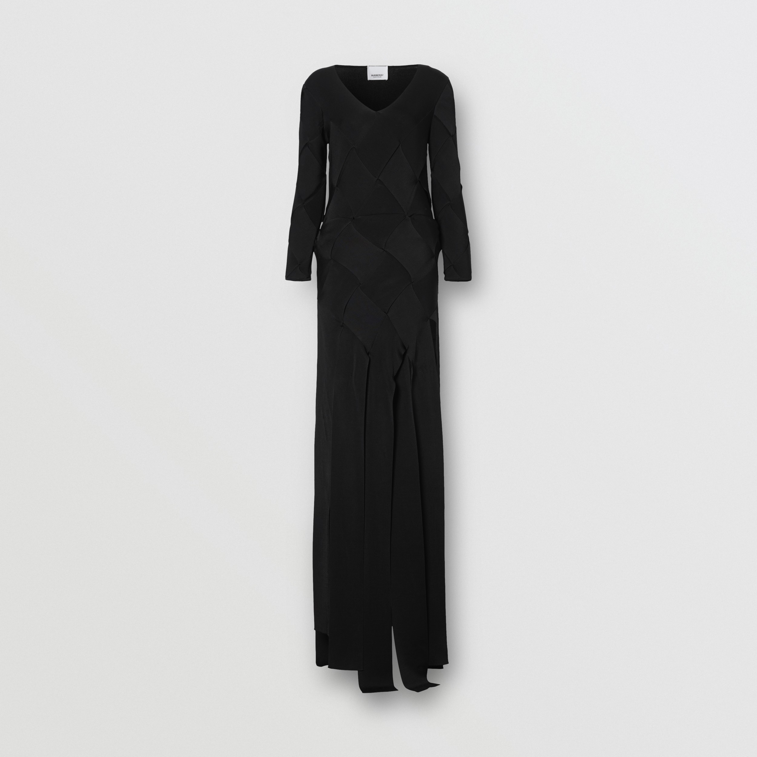 Long-sleeve Panelled Knit Gown in Black - Women | Burberry United States