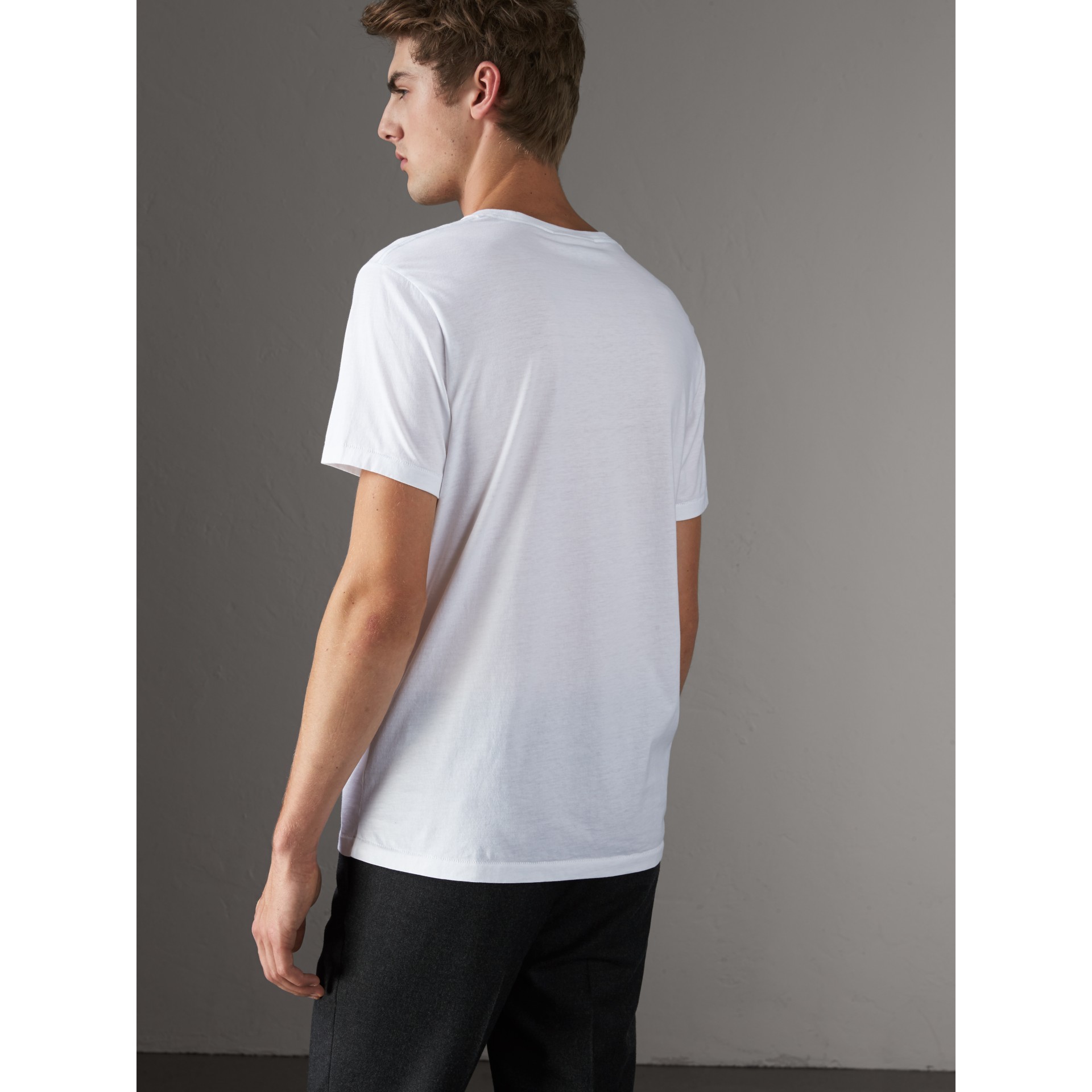 BURBERRY MILITARY DETAIL COTTON T-SHIRT, WHITE | ModeSens