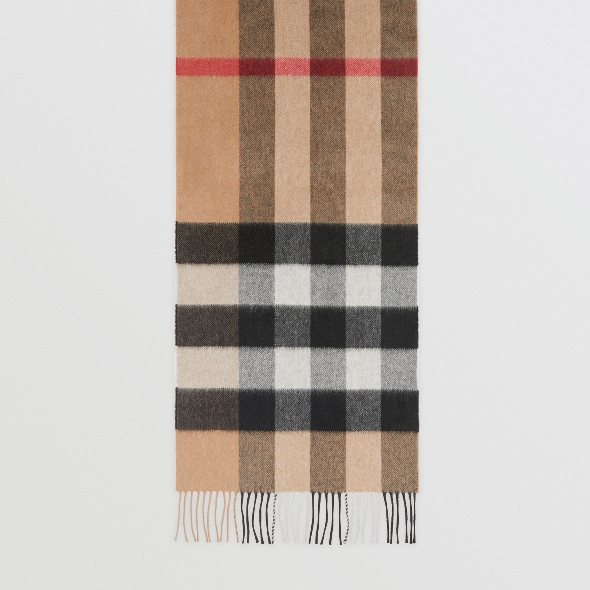 The Large Classic Cashmere Scarf in Check in Camel | Burberry United States