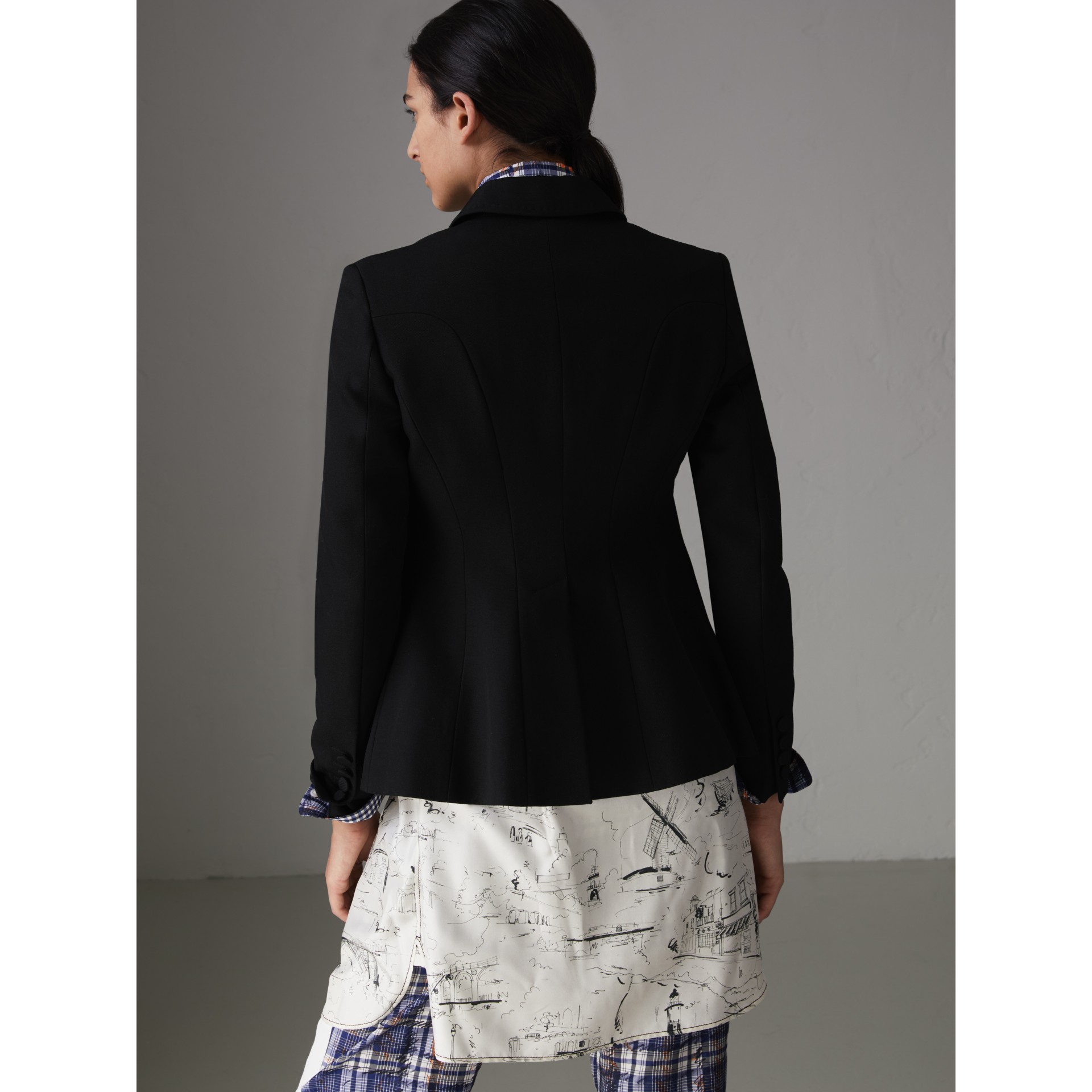 Wool Twill Tailored Jacket in Black Women Burberry United States