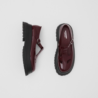 Patent Leather T-bar Shoes in Oxblood 
